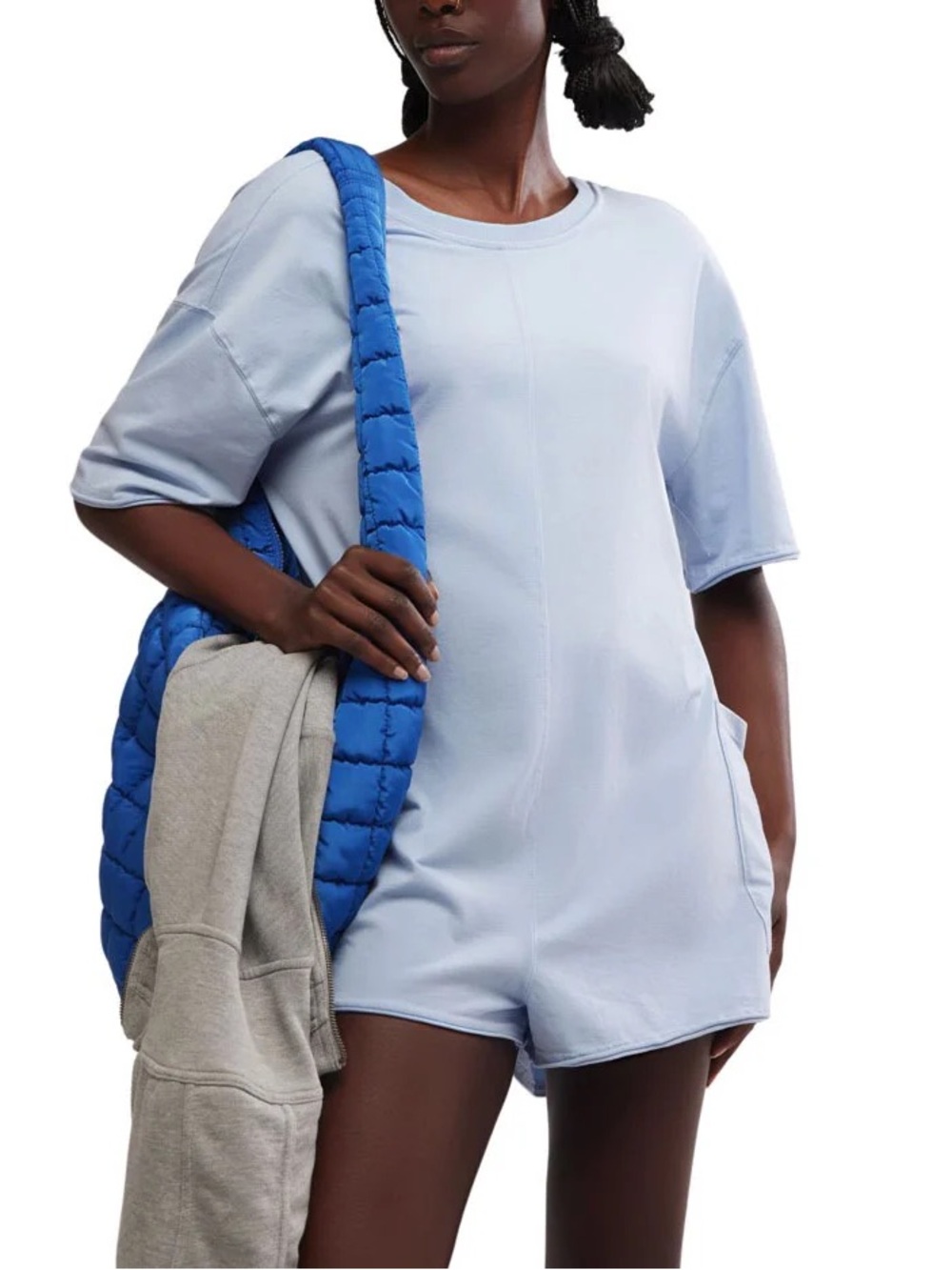 Authentic Free People Light Blue Hot Shot Romper